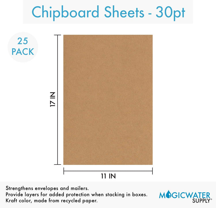 25 Sheets Chipboard 11 x 17 inch - 30pt (point) Medium Weight Brown Kraft Cardboard Scrapbook Sheets & Picture Frame Backing (.030 Caliper Thick) Paper Board