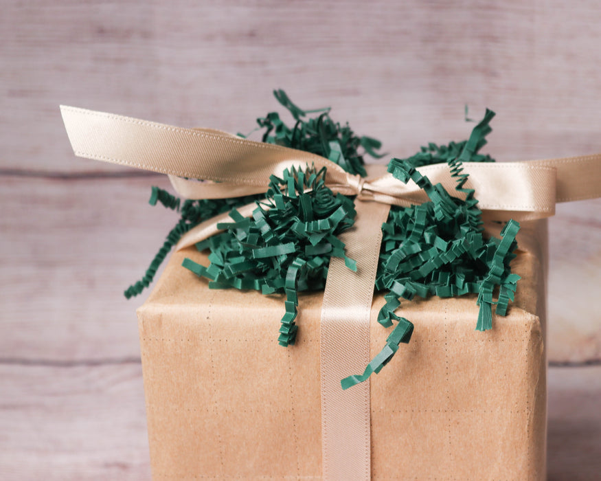 Crinkle Cut Paper Shred Filler (1 LB) for Gift Wrapping & Basket Filling - Forest Green