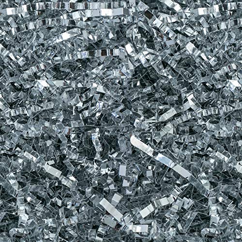Crinkle Cut Paper Shred Filler (1/2 LB) for Gift Wrapping & Basket Filling - Silver Metallic