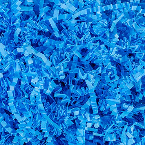 Crinkle Cut Paper Shred Filler (1 LB) for Gift Wrapping & Basket Filling - Light Blue