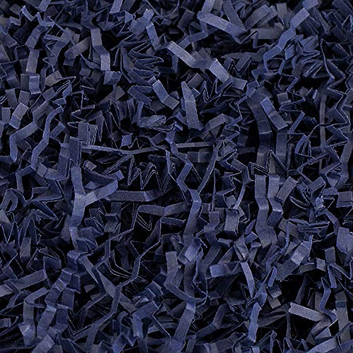 Crinkle Cut Paper Shred Filler (1/2 LB) for Gift Wrapping & Basket Filling - Navy Blue