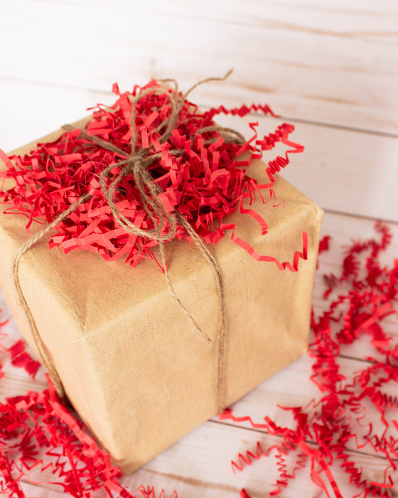 Crinkle Cut Paper Shred Filler (1/2 LB) for Gift Wrapping & Basket Filling - Red