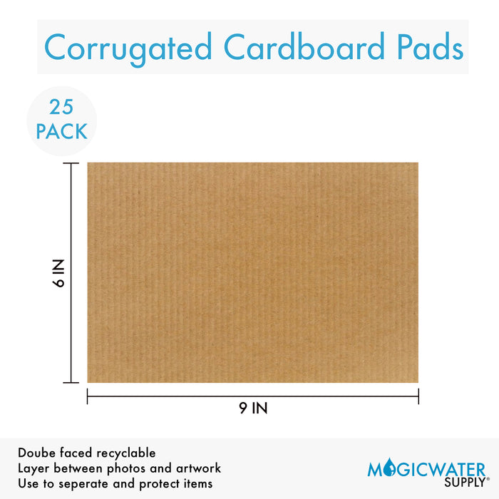 Corrugated Cardboard Filler Insert Sheet Pads 1/8" Thick - 9 x 6 Inches for Packing, mailing, and Crafts - 25 Pack