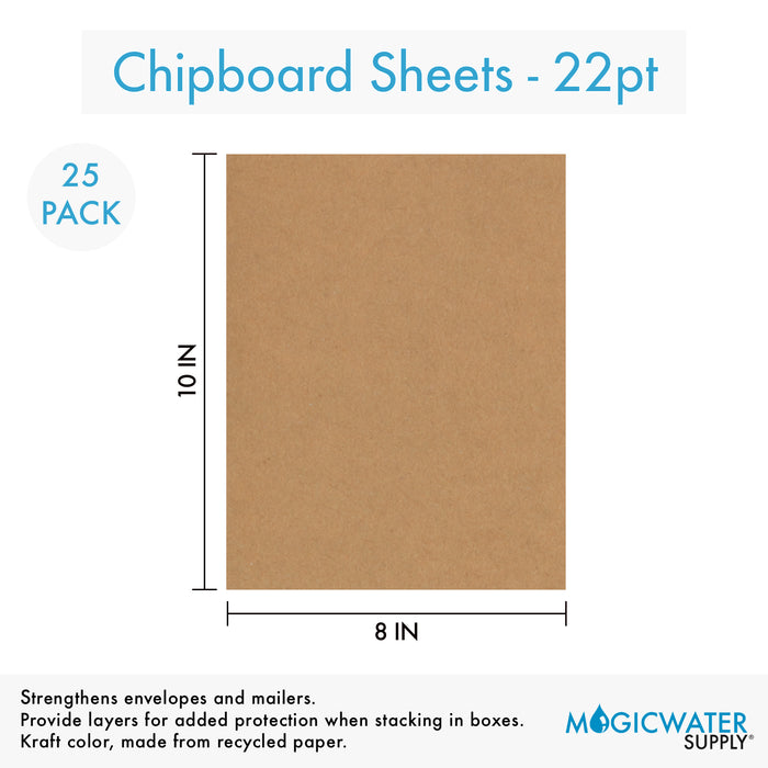 25 Sheets Chipboard 8 x 10 inch - 22pt (point) Light Weight Brown Kraft Cardboard Scrapbook Sheets & Picture Frame Backing (.022 Caliper Thick) Paper Board