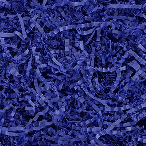 Crinkle Cut Paper Shred Filler (1 LB) for Gift Wrapping & Basket Filling - Royal Blue