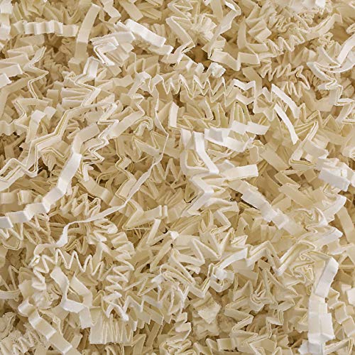 Crinkle Cut Paper Shred Filler (1 LB) for Gift Wrapping & Basket Filling - Light Ivory