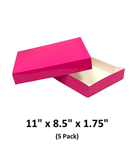 Hot Pink Apparel Decorative Gift Boxes With Lids For Clothing and Gifts 11x8.5x1.75 (5 Pack)