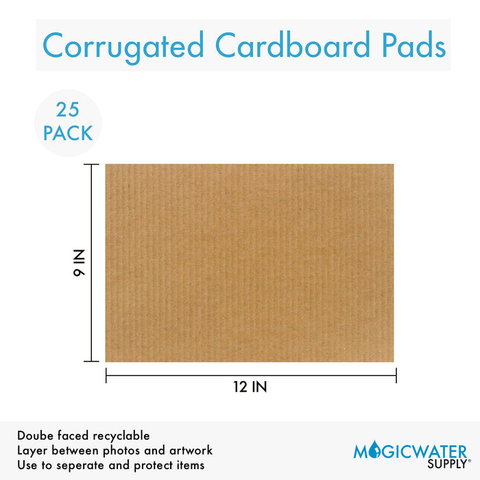 Corrugated Cardboard Filler Insert Sheet Pads 1/8" Thick - 12 x 9 Inches for Packing, mailing, and Crafts - 25 Pack