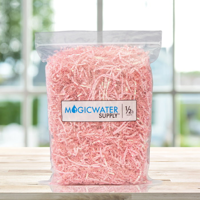 MagicWater Supply Crinkle Cut Paper Shred Filler(1/2 LB) for Gift Wrapping & Basket Filling - Diamond Light Pink